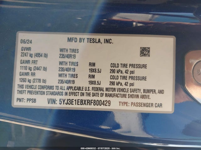 2024 TESLA MODEL 3 5YJ3E1EBXRF800429 Photo 8