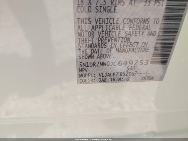 Nissan 2018 2018 5N1DR2MN0JC649253 Image 9