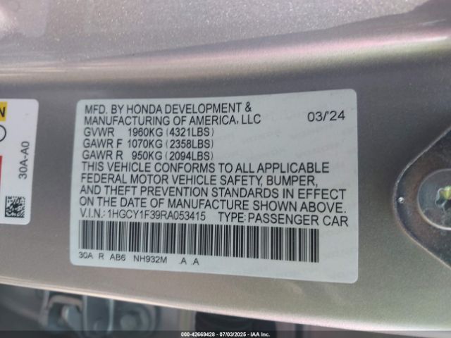 2024 HONDA ACCORD 1HGCY1F39RA053415 Photo 8
