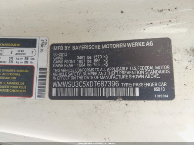 2013 MINI HARDTOP WMWSU3C5XDT687396 Photo 8