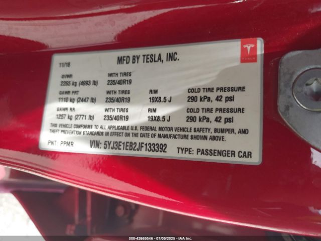 2018 TESLA MODEL 3 5YJ3E1EB2JF133392 Photo 8