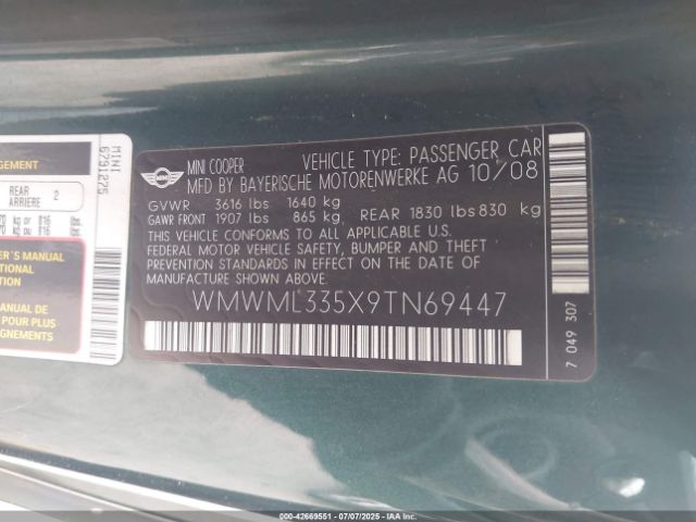 2009 MINI COOPER CLUBMAN WMWML335X9TN69447 Photo 8