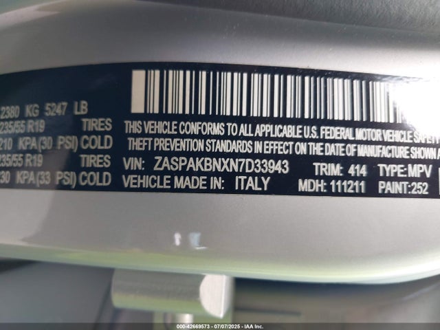 ZASPAKBNXN7D33943 Alfa Romeo Stelvio