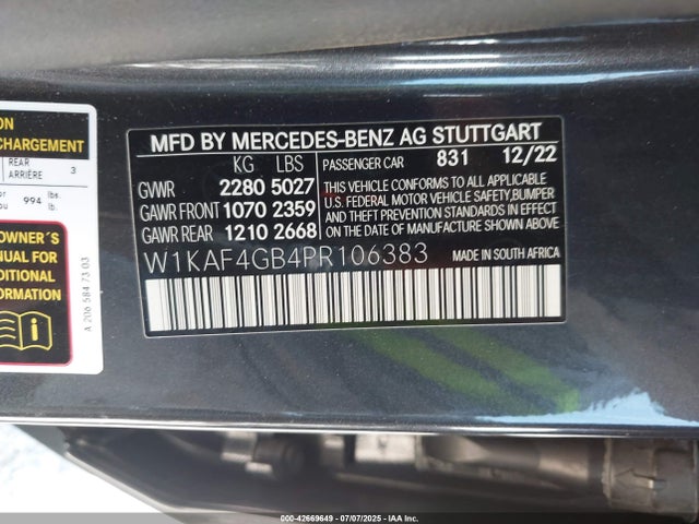 W1KAF4GB4PR106383 Mercedes-Benz m254