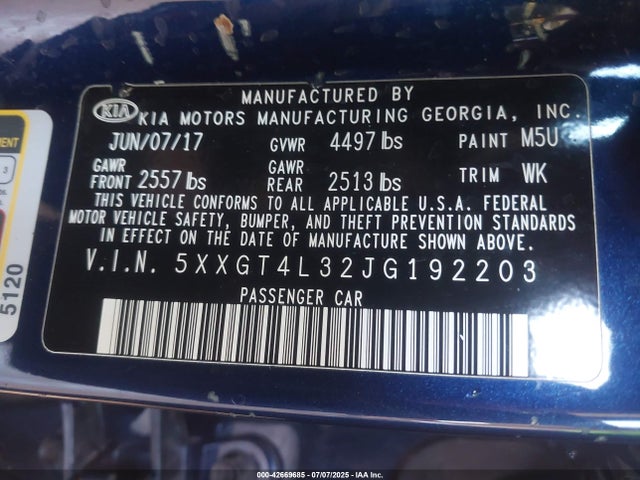 5XXGT4L32JG192203 KIA gdi