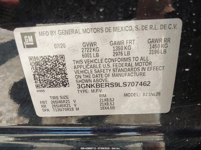Chevrolet lgx 2020 3GNKBERS9LS707462 Image 9