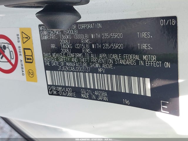 Lexus 2gr-fks 2018 JTJGZKCA8J2003137 Image 9