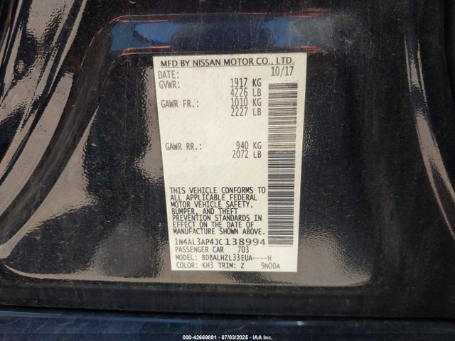 1N4AL3AP4JC138994 Nissan Altima