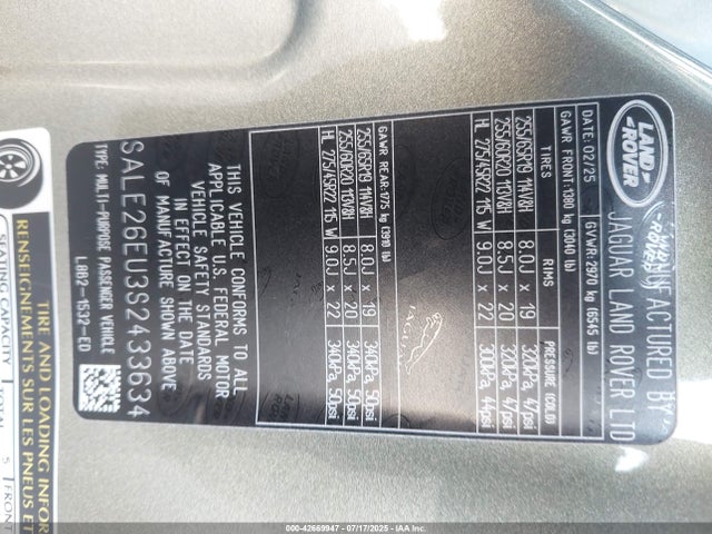 SALE26EU3S2433634 Land Rover aj120