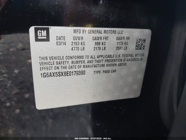 2014 CADILLAC CTS 1G6AX5SX8E0179390 Photo 8