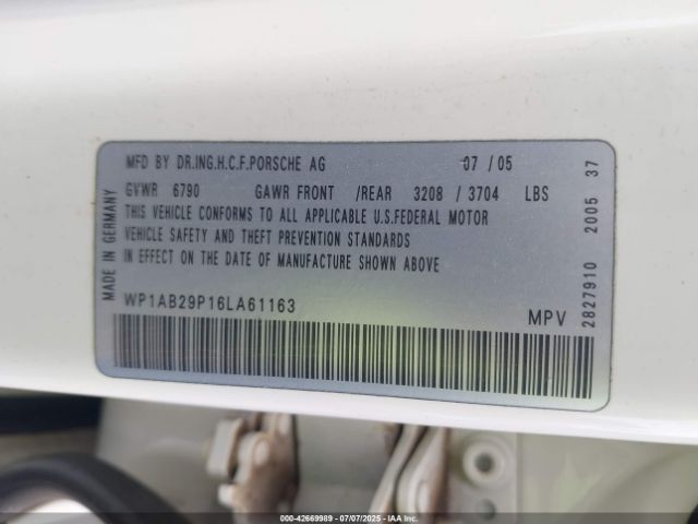 2006 PORSCHE CAYENNE WP1AB29P16LA61163 Photo 8