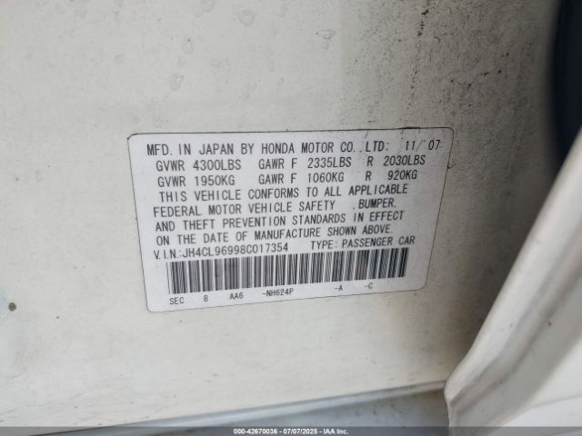 2008 ACURA TSX JH4CL96998C017354 Photo 8