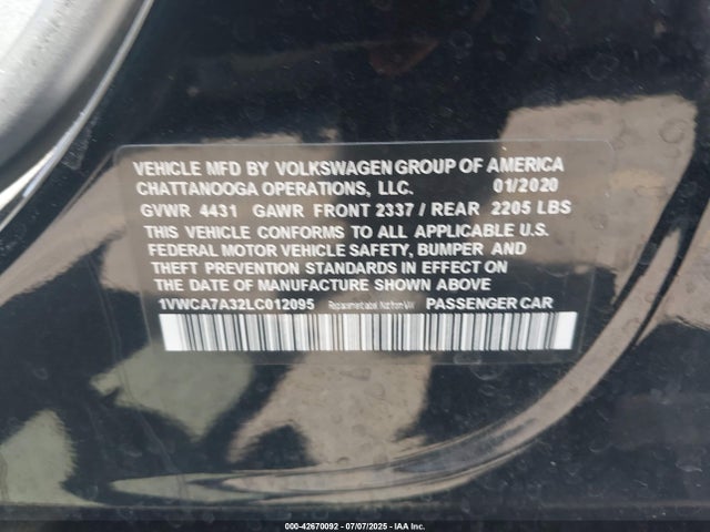 Volkswagen 2020 2020 1VWCA7A32LC012095 Image 9