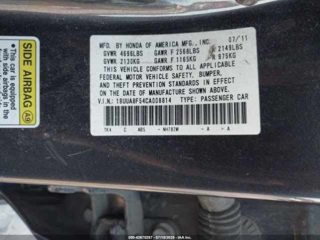 2012 ACURA TL 19UUA8F54CA008814 Photo 8