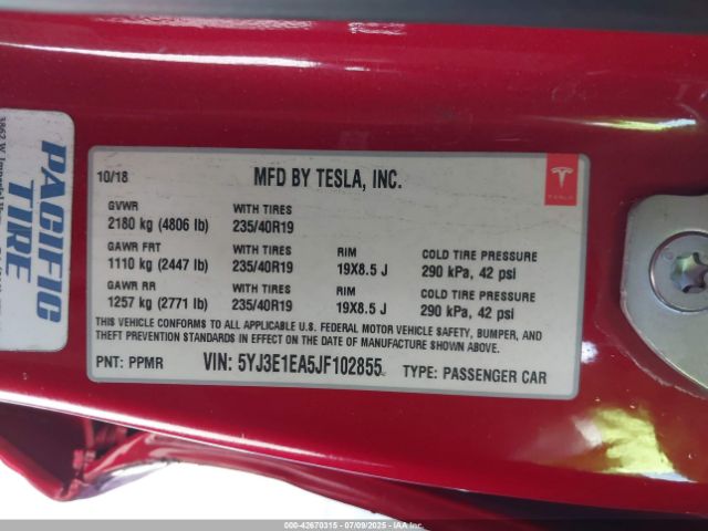 2018 TESLA MODEL 3 5YJ3E1EA5JF102855 Photo 8
