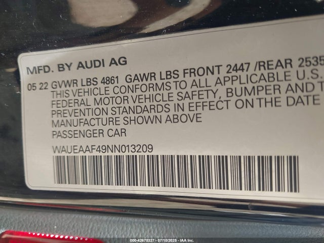 WAUEAAF49NN013209 Audi 45 tfsi (2.0t)