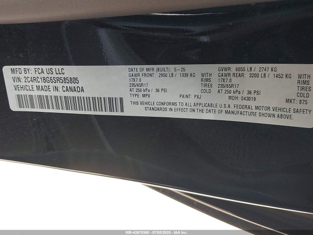 Chrysler 2025 2025 2C4RC1BG6SR585805 Image 9