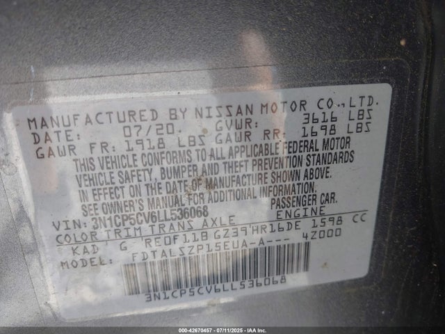 Nissan Kicks 2020 3N1CP5CV6LL536068 Image 9