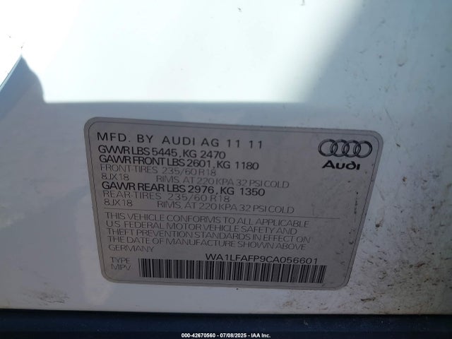 2012 AUDI Q5 WA1LFAFP9CA056601 Photo 8