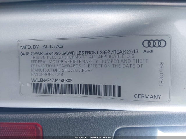 2018 AUDI A4 WAUENAF47JA180805 Photo 8