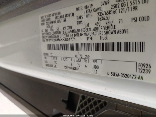 Ford 2019 2019 1FTYR2CM4KKB54771 Image 9