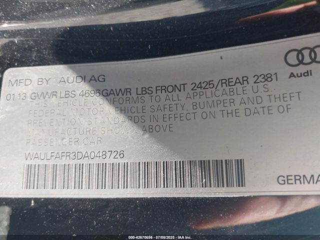 2013 AUDI A5 WAULFAFR3DA048726 Photo 8