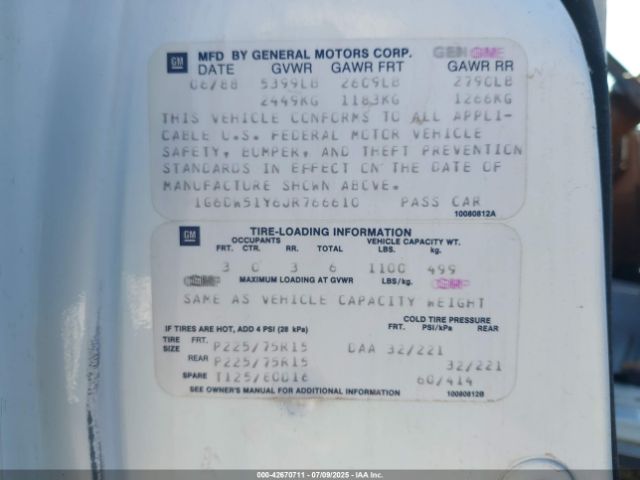 1988 CADILLAC BROUGHAM 1G6DW51Y6JR766610 Photo 8