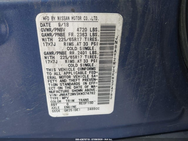 JN8AT2MV3KW374782 Nissan Rogue