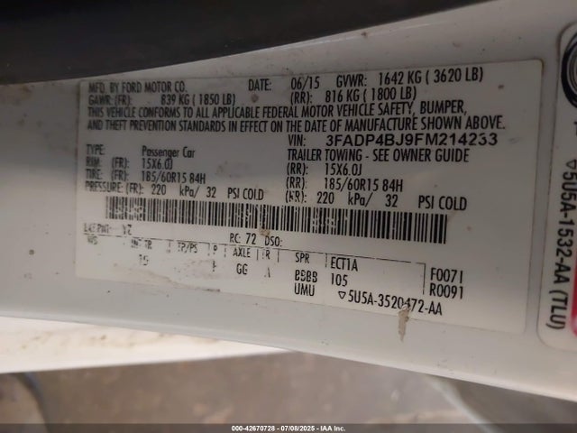 3FADP4BJ9FM214233 Ford 2015
