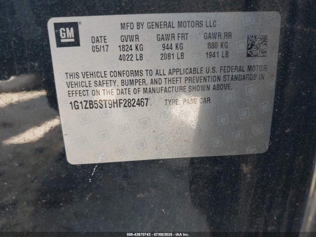 1G1ZB5ST9HF282467 Chevrolet lfv - di: direct injection, vvt: variable valve timing, gen 1