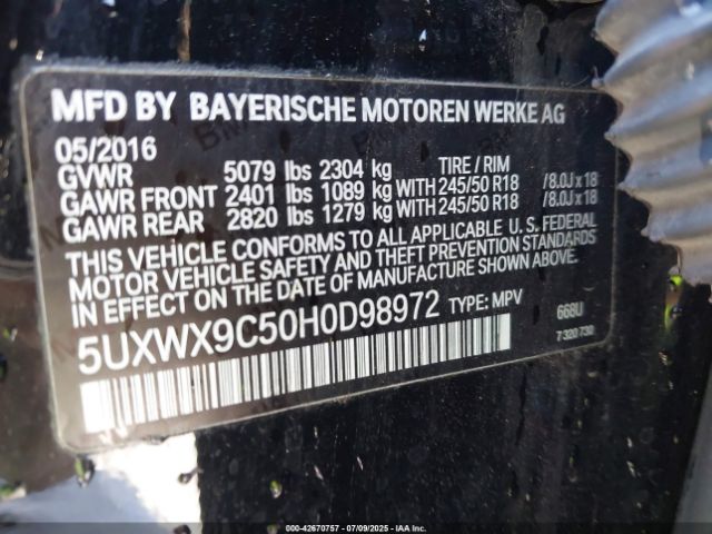 2017 BMW X3 5UXWX9C50H0D98972 Photo 8