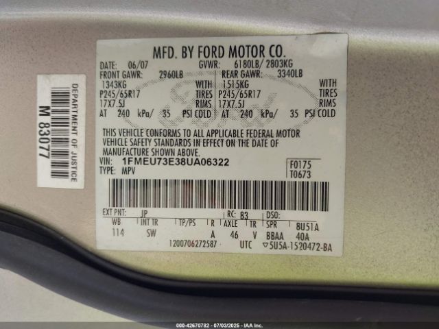 2008 FORD EXPLORER 1FMEU73E38UA06322 Photo 8