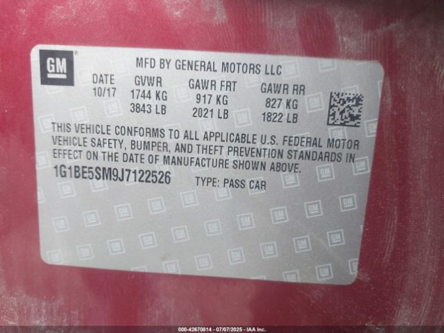 2018 CHEVROLET CRUZE 1G1BE5SM9J7122526 Photo 8
