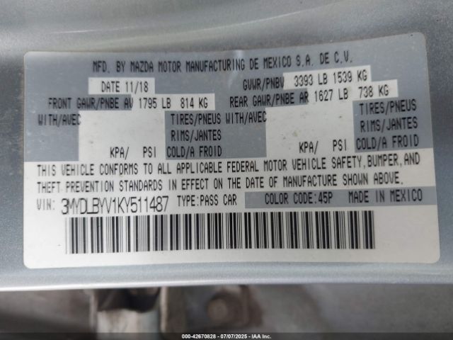 2019 TOYOTA YARIS 3MYDLBYV1KY511487 Photo 8