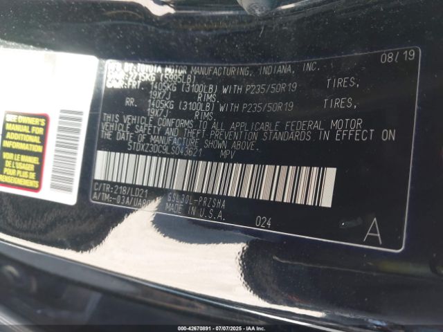 2020 TOYOTA SIENNA 5TDXZ3DC9LS043621 Photo 8