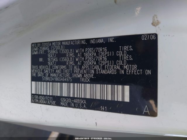 2006 TOYOTA TUNDRA 5TBRU34186S464975 Photo 8