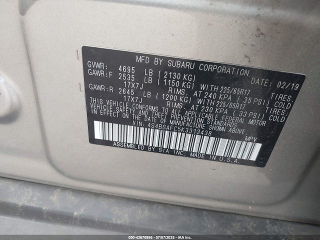 4S4BSAFC5K3313438 Subaru na u5
