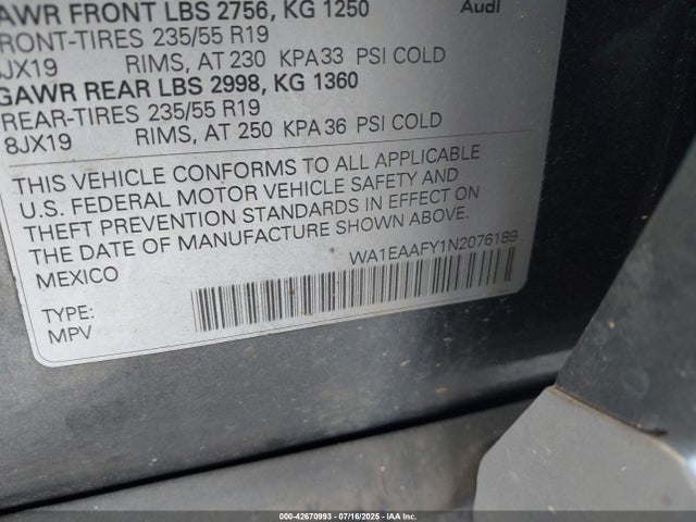 Audi 45 tfsi 2022 WA1EAAFY1N2076189 Image 9