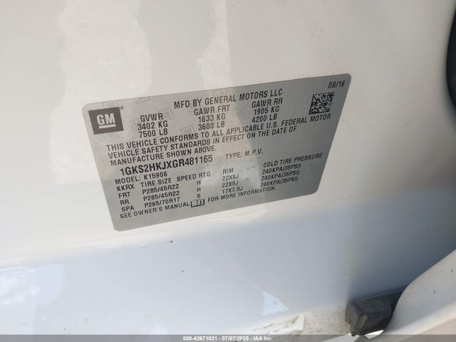1GKS2HKJXGR481165 GMC l86 - sidi, vvt, afm, e85 max, alum