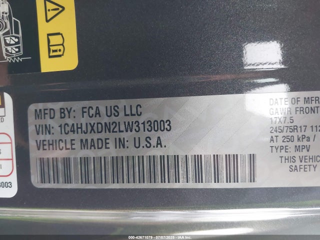 1C4HJXDN2LW313003 Jeep Wrangler