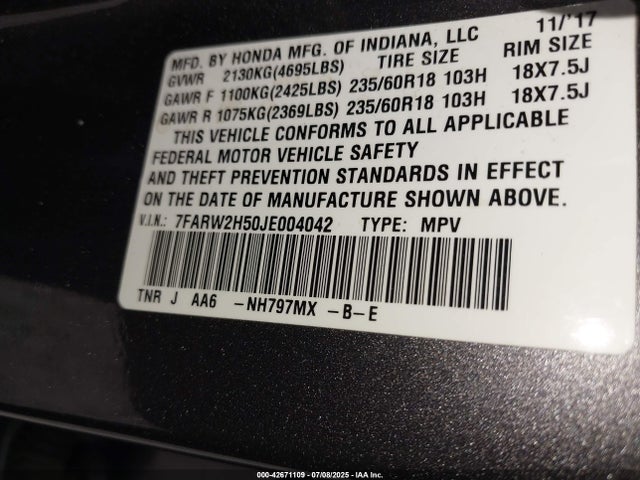 7FARW2H50JE004042 Honda l15be
