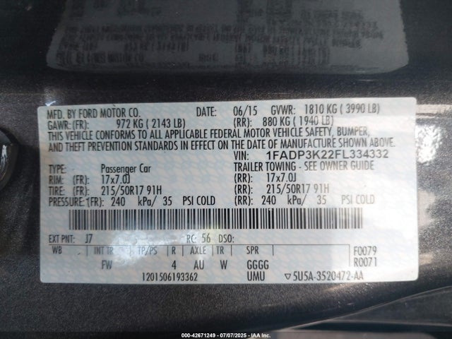 Ford 2015 2015 1FADP3K22FL334332 Image 9
