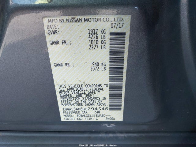 1N4AL3AP8HC294546 Nissan 2017