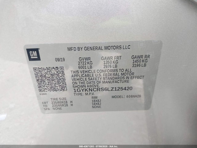 1GYKNCRS6LZ125420 Cadillac lgx