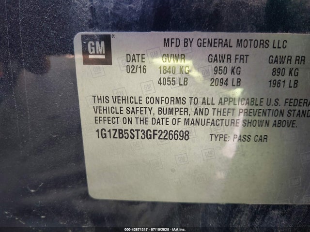 1G1ZB5ST3GF226698 Chevrolet lfv - di: direct injection, vvt, gen1 gmna