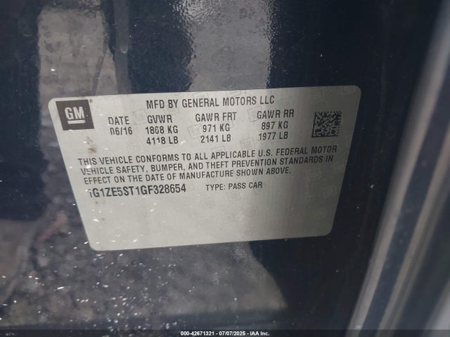 Chevrolet lfv - di: direct injection, vvt, gen1 gmna 2016 1G1ZE5ST1GF328654 Image 9