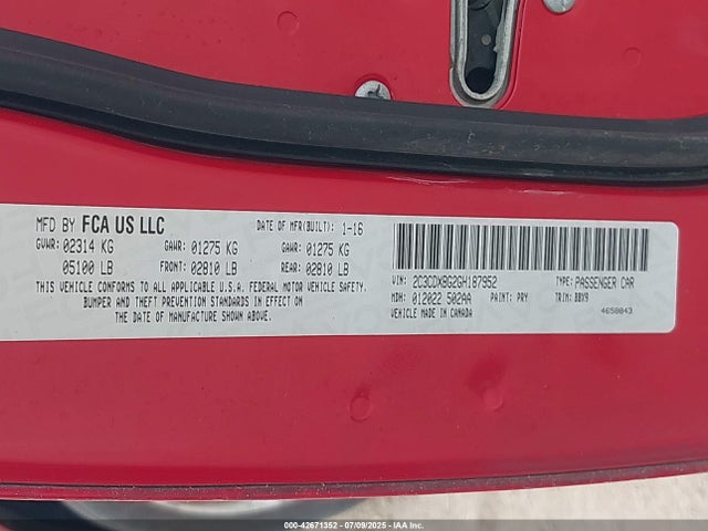Dodge 2016 2016 2C3CDXBG2GH187952 Image 9