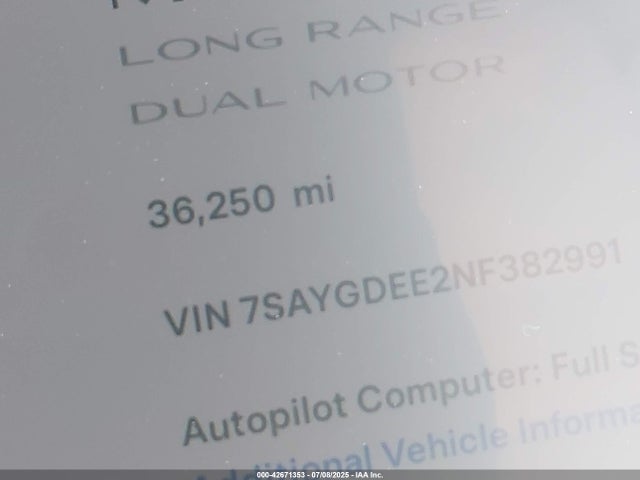 7SAYGDEE2NF382991 Tesla Model Y