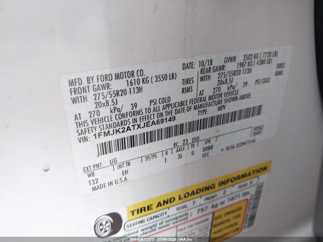 1FMJK2ATXJEA69149 Ford 3.5l gtdi