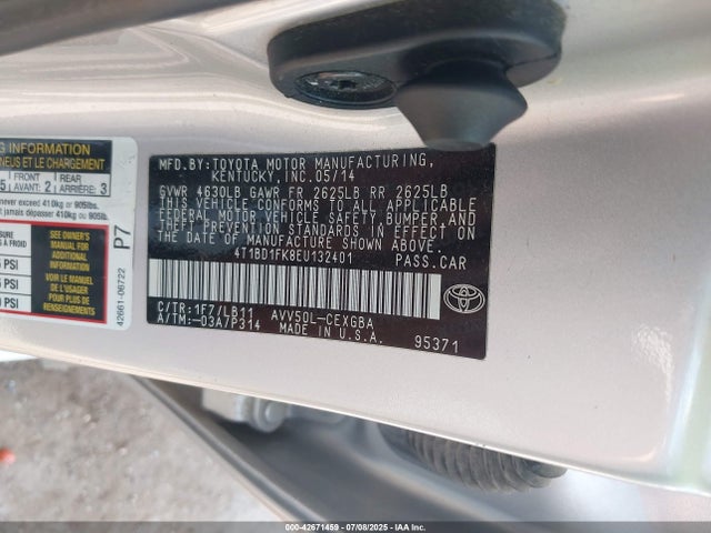 Toyota 2ar-fxe+2jm 2014 4T1BD1FK8EU132401 Image 9